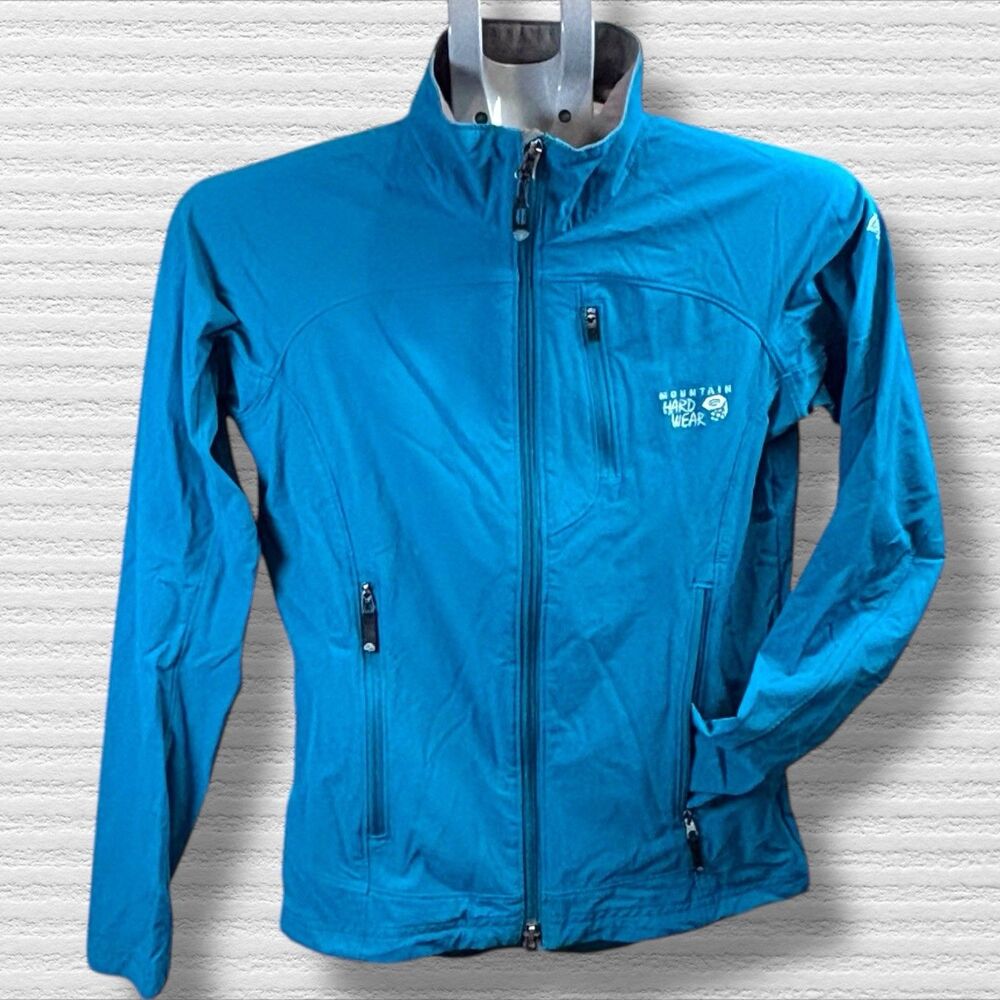 Mountain Hardwear Womens Onata Full Zip Softshell Jacket Teal Aqua Stretch Sz XS